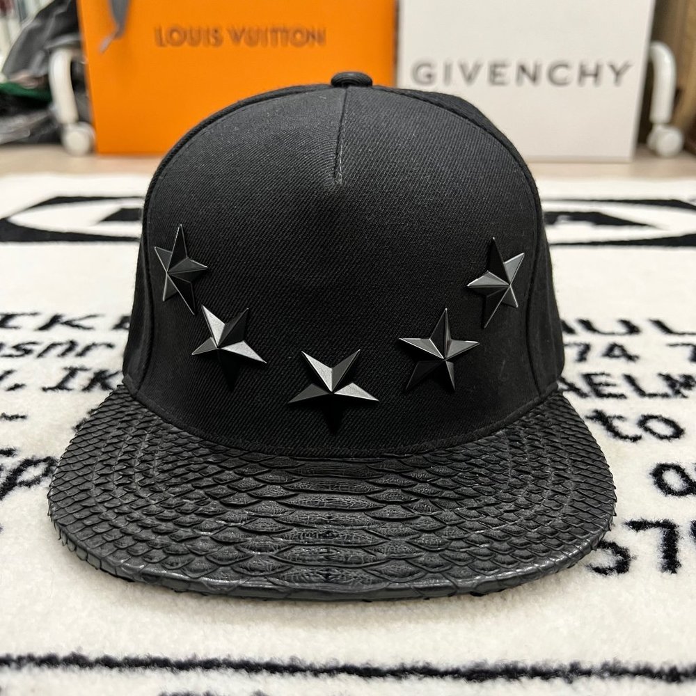 $500 1 of 1 Python Leather Brim & Gold Buckle Strapback Hat.